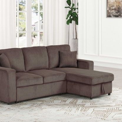 Furniture Of America Yves Contemporary Corduroy, Solid Wood, Others Brown Sectional | FM6964BR-SECT