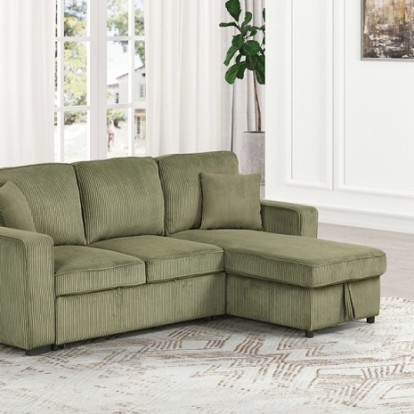 Furniture Of America Yves Contemporary Corduroy, Solid Wood, Others Green Sectional | FM6964GR-SECT