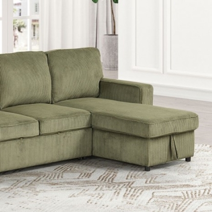 Furniture of America Yves Contemporary Corduroy Solid with Wood Green Sectional Model FM6964GR-SECT