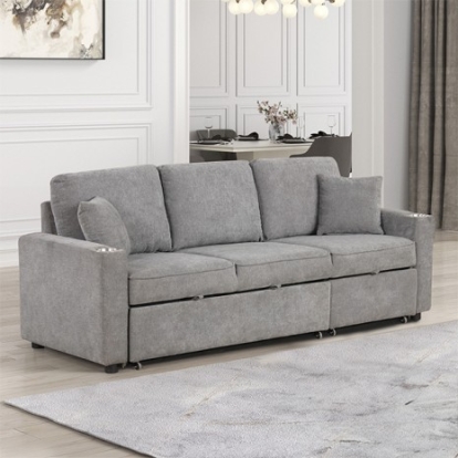 Furniture of America Kendal Contemporary Engineered with Wood Fabric Foam Metal Gray Sleeper Sofa Sectional Model FM6965GY-SF-PK