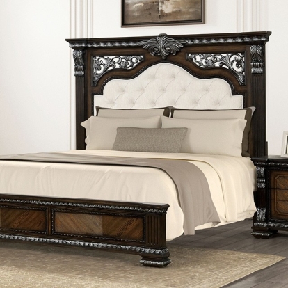 Furniture of America Promenade Traditional Engineered with Wood Oak Veneer Pinewood Espresso Bed Model FM70002DB-Queen Bed