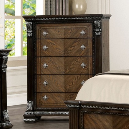Furniture of America Promenade Traditional Engineered with Wood Oak Veneer Pinewood Espresso Chest Model FM70002DB-C