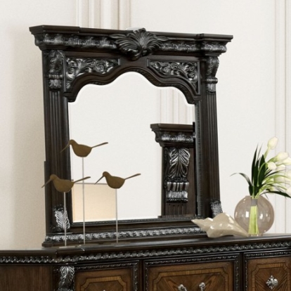 Furniture of America Promenade Traditional Engineered with Wood Oak Veneer Pinewood Espresso Mirror Model FM70002DB-M