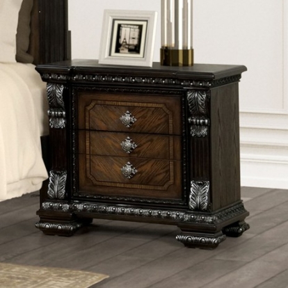 Furniture of America Promenade Traditional Engineered with Wood Oak Veneer Pinewood Espresso Nightstand Model FM70002DB-N