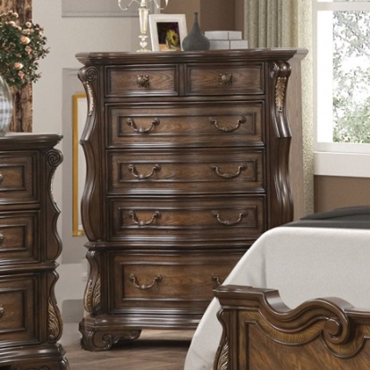 Furniture of America Leovanni Traditional Asian Hardwood Engineered with Wood Oak Veneer Dark Brown Chest Model FM70003DB-C