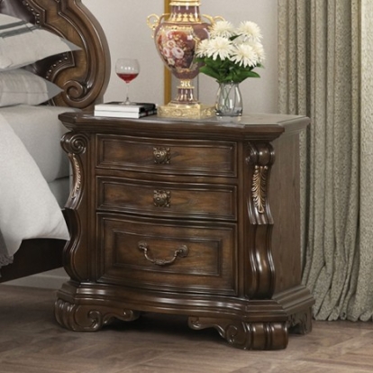 Furniture of America Leovanni Traditional Asian Hardwood Engineered with Wood Oak Veneer Dark Brown Nightstand Model FM70003DB-N