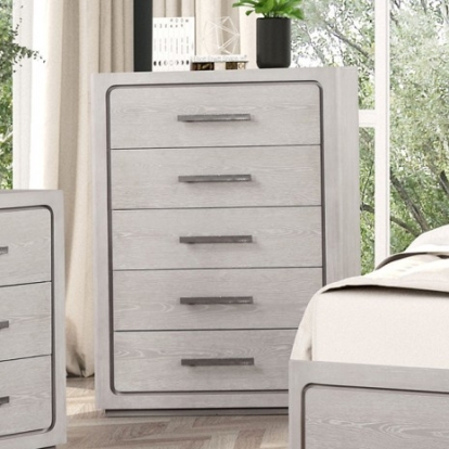 Furniture Of America Crowthorne Contemporary Engineered Wood, Metal, Solid Rubberwood, White Oak Veneer White Oak Chest | FM70100AK-C