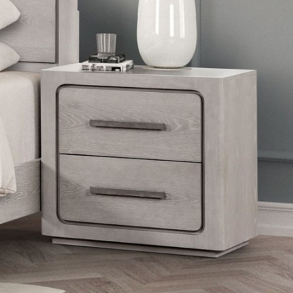 Furniture of America Crowthorne Contemporary Engineered with Wood Metal Solid Rubberwood White Oak Veneer White Oak Nightstand Model FM70100AK-N