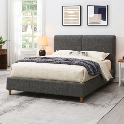 Furniture of America Stavern Contemporary Boucle Foam Solid with Wood Gray Bed Model FM71000GY-Full Bed