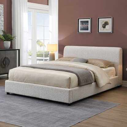 Furniture of America Vertham Contemporary Boucle Foam Solid with Wood White Bed Model FM71001WH-Full Bed