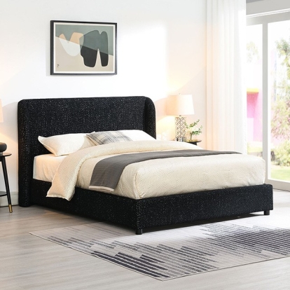 Furniture of America Laverni Contemporary Boucle Foam Solid with Wood Black Bed Model FM71003BK-Queen Bed