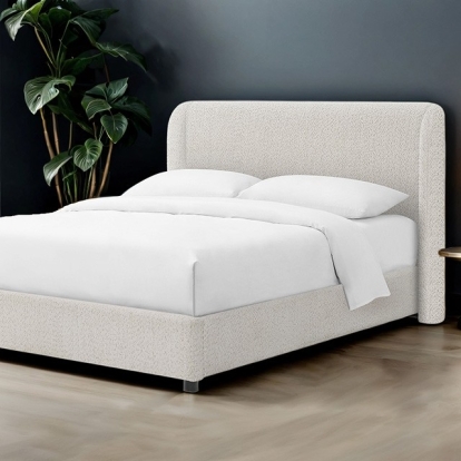 Furniture of America Laverni Contemporary Boucle Foam Solid with Wood White Bed Model FM71003WH-EK-BED