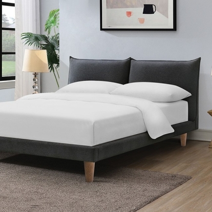Furniture of America Verwood Contemporary Chenille Foam Solid with Wood Gray Bed Model FM71004GY-Queen Bed