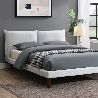 Furniture of America Verwood Contemporary Chenille Foam Solid with Wood Light Gray Bed Model FM71004LG-Queen Bed