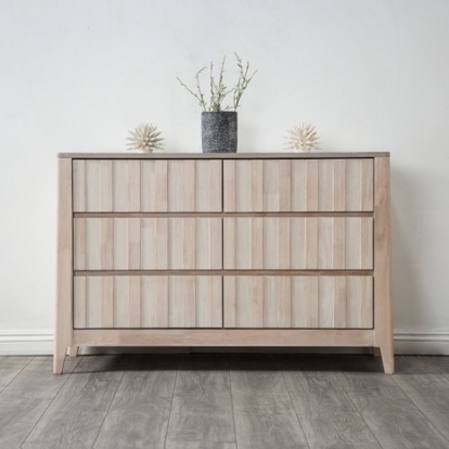 Furniture Of America Gervais Mid-Century Modern Engineered Wood, Solid Hardwood White Wash Dresser | FM7105WH-D