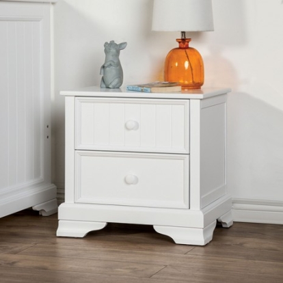 Furniture of America Fanton Transitional Solid Hardwood White Night Stand Model FM7107WH-N