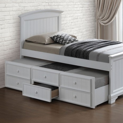 Furniture of America Fanton Transitional Solid Hardwood White Captain Bunk Bed Model FM7107WH-T-BED