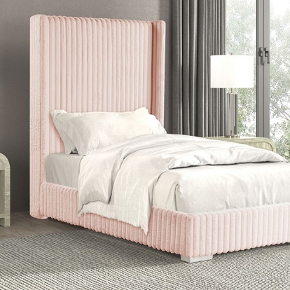 Furniture of America Cadwell Contemporary Engineered with Wood Fabric with Wood Pink Bed Model FM7120PK