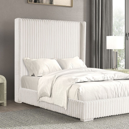 Furniture of America Cadwell Contemporary Engineered with Wood Fabric with Wood White Bed Model FM7120WH