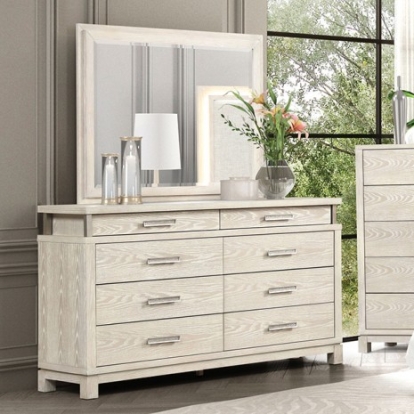 Furniture of America Lafayette Transitional Engineered with Wood Metal Oak Veneer Solid Rubberwood Weathered Gray Dresser Model FM71501GY-D