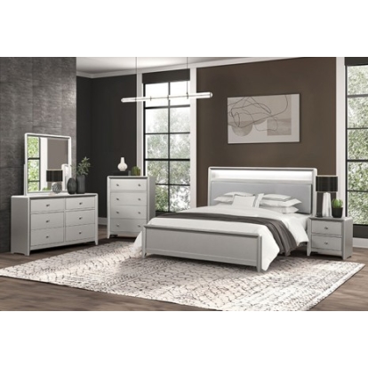 Furniture of America Bryne Contemporary Birch Veneer Pinewood Champagne Bed Model FM7170CPN-Full Bed