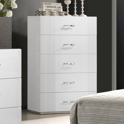 Furniture Of America Stoholm Contemporary Engineered Wood, Rhinestone, Rubberwood White Chest | FM72000WH-C