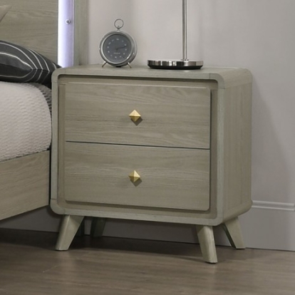 Furniture Of America Rainier Contemporary Engineered Wood, Rubberwood, Paper Veneer Gray Nightstand | FM72002GY-N