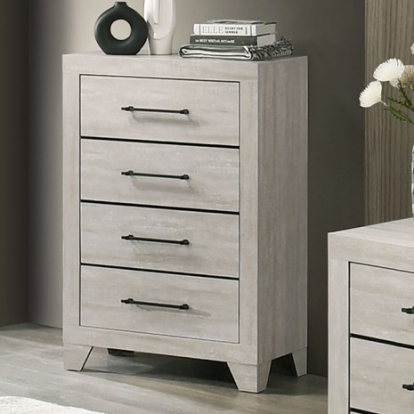 Furniture Of America Dubuque Contemporary Engineered Wood, Paper, Solid Rubberwood Light Gray Chest | FM72003LG-C