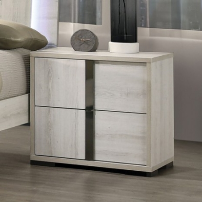 Furniture of America Horten Contemporary Melamine Paper Veneer White Wash Night Stand Model FM7200WH-N