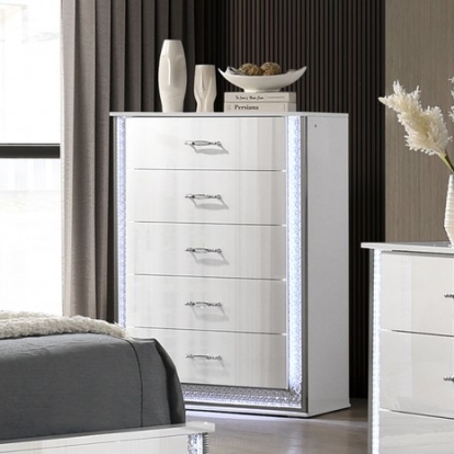 Furniture Of America Hazeline Glam Engineered Wood, Laminate White Chest | FM72010WH-C