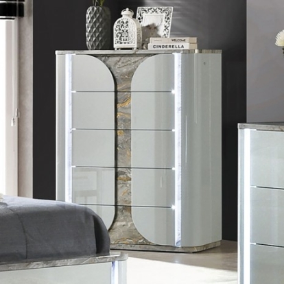 Furniture Of America Cleburne Contemporary Engineered Wood, Laminate, Solid Rubberwood, Solid Wood Light Gray Chest | FM72011LG-C