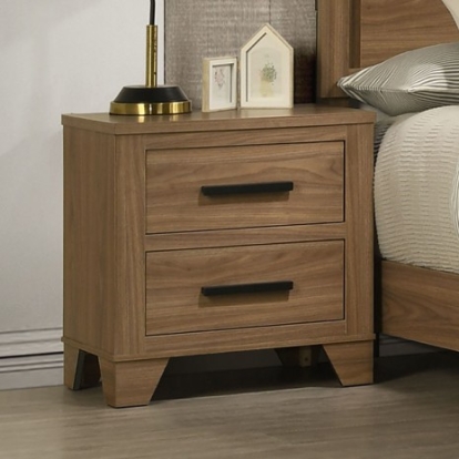 Furniture Of America Panelli Transitional Engineered Wood, Melamine, Rubberwood Walnut Nightstand | FM72017BR-N