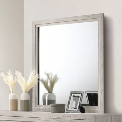 Furniture of America Mysen Contemporary Melamine Paper Veneer White Wash Mirror Model FM7202WH-M