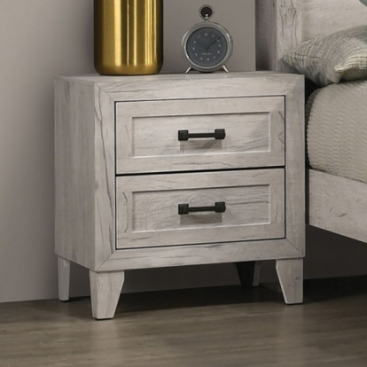 Furniture of America Mysen Contemporary Melamine Paper Veneer White Wash Night Stand Model FM7202WH-N