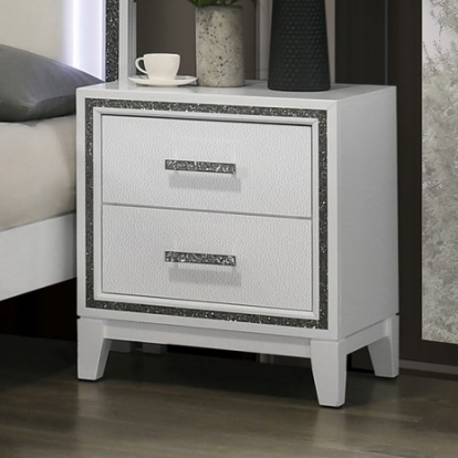 Furniture of America Lucida Contemporary Uv Veneer Solid with Wood White Night Stand Model FM7203WH-N