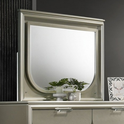 Furniture of America Sheridan Contemporary Engineered with Wood Solid Rubberwood Silver Mirror Model FM72080SV-M