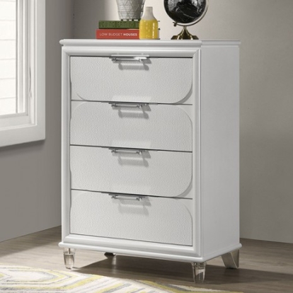 Furniture Of America Lareina Contemporary Engineered Wood, Solid Rubberwood Pearl White Chest | FM72081WH-C