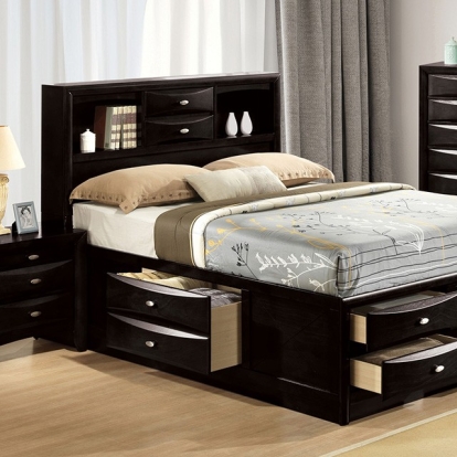 Furniture of America Zosimo Transitional Engineered with Wood Solid with Wood Black Bed Model FM7210BK-Full Bed