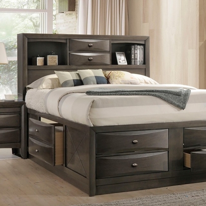 Furniture of America Zosimo Transitional Engineered with Wood Solid with Wood Gray Bed Model FM7210GY