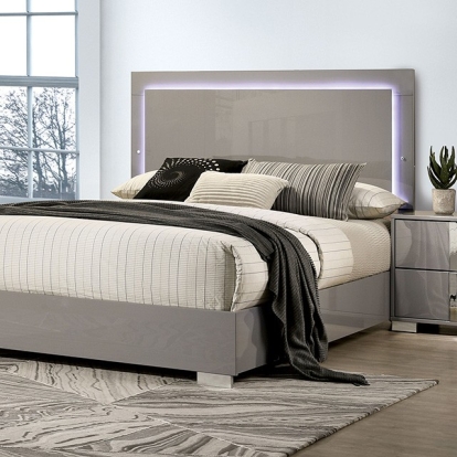 Furniture of America Sinistra Contemporary Engineered with Wood Metal Light Taupe Bed Model FM7211BG-Queen Bed