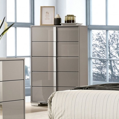 Furniture of America Sinistra Contemporary Engineered with Wood Metal Light Taupe Chest Model FM7211BG-C