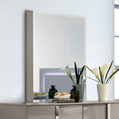 Furniture of America Sinistra Contemporary Engineered with Wood Light Taupe Mirror Model FM7211BG-M