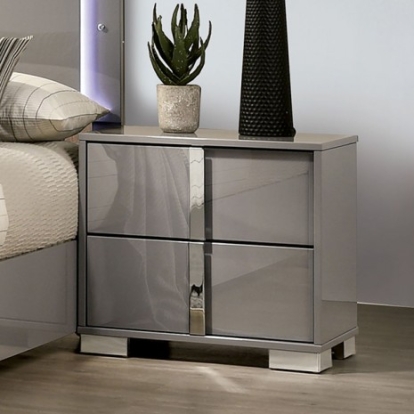 Furniture of America Sinistra Contemporary Engineered with Wood Metal Light Taupe Night Stand Model FM7211BG-N