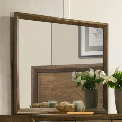 Furniture of America Kirkham Transitional Engineered with Wood Okume Veneer Solid Rubberwood Walnut Mirror Model FM7213WN-M