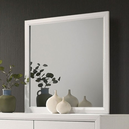 Furniture of America Errico Contemporary Engineered with Wood Paper Veneer White Mirror Model FM7215WH-M
