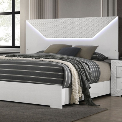 Furniture of America Whitby Glam Engineered with Wood Metal White Bed Model FM7216WH