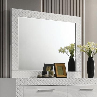 Furniture of America Whitby Glam Engineered with Wood Metal White Mirror Model FM7216WH-M