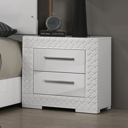 Furniture Of America Whitby Glam Engineered Wood, Metal White Nightstand | FM7216WH-N