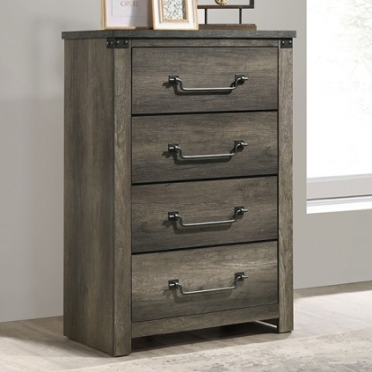 Furniture of America Britonale Rustic Farmhouse Engineered with Wood Melamine Paper Metal Rubberwood Rustic Gray Chest Model FM7218GY-C