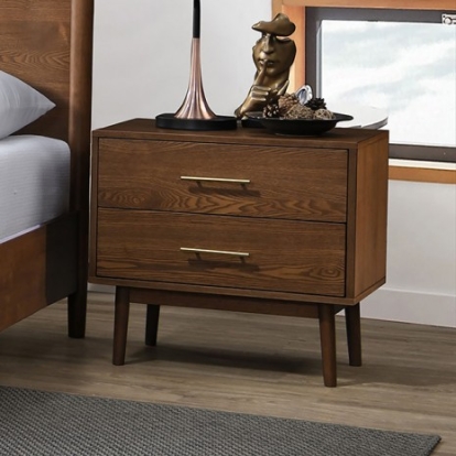 Furniture of America Tromso Mid-Century Modern Veneer Solid with Wood Walnut Night Stand Model FM7220WN-N